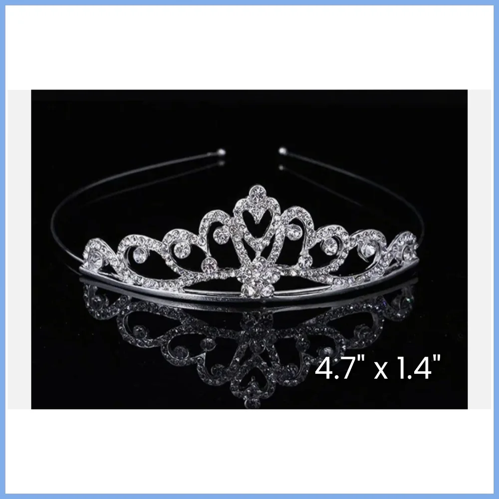 Royal Princess Tiara Headband — Silver Rhinestone, 4.7